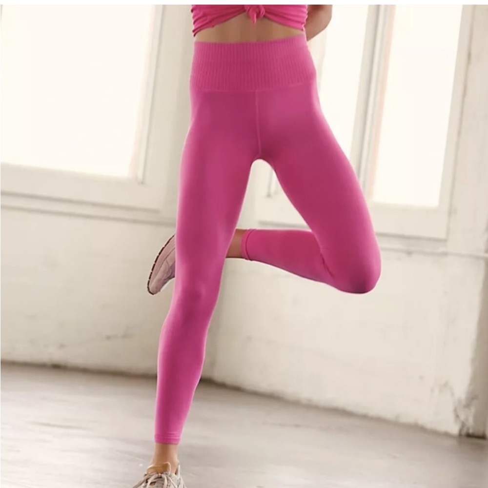 FREE PEOPLE MOVEMENT Good Karma Hot Pink High Waisted Long Leggings